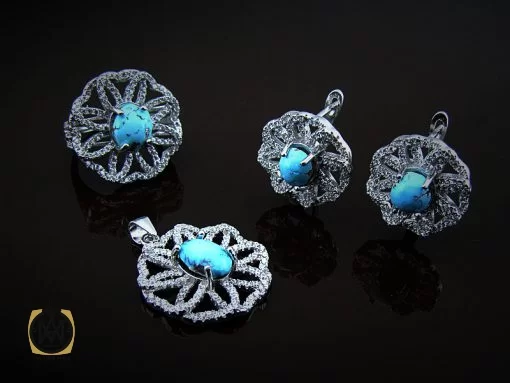 سرویس فیروزه نیشابور زنانه طرح روناک - کد 7042 - تصویر 9