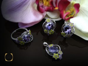 00 سرویس نقره و میناکاری زنانه طرح سنبل - کد 7043 - تصویر 9