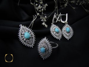 00 سرویس فیروزه نیشابور زنانه طرح مهسان - کد 7047 - تصویر 9