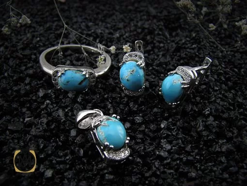 سرویس فیروزه نیشابور زنانه طرح نيايش - کد 7050 - تصویر 9