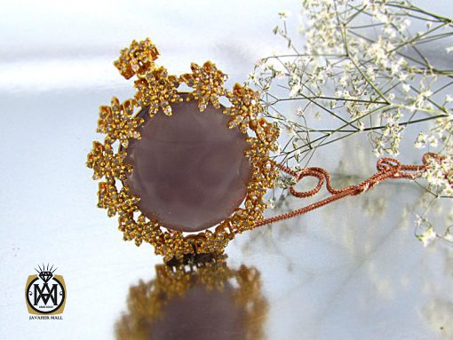 مدال عقیق یمن کبود و الماس اصل زنانه طرح رکسانا - کد 3001 - تصویر 8