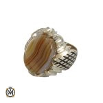 انگشتر عقیق سلیمانی مردانه - کد 8218