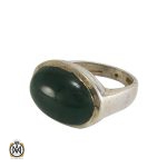 1 انگشتر عقیق سبز رکاب صفوی مردانه - کد 8224