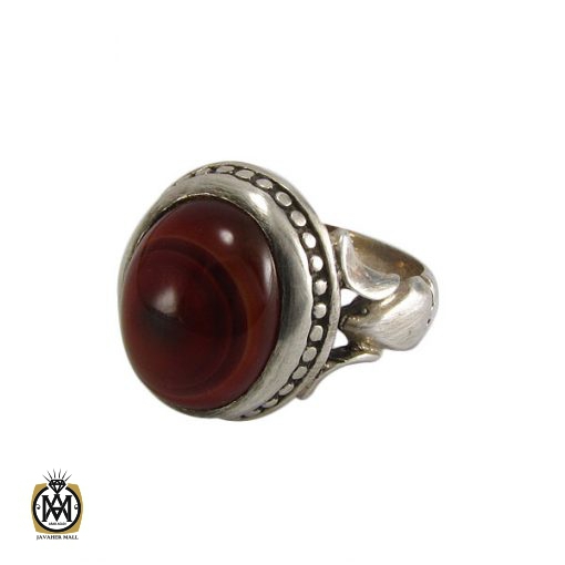 1 انگشتر عقیق مردانه خوش رنگ و معدنی - کد 8237 - تصویر 1