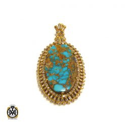 مدال فیروزه نیشابور و الماس اصل زنانه طرح تابان - کد 3010 مدال فیروزه نیشابور و الماس اصل زنانه طرح تابان - کد 3010