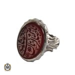 1 انگشتر عقیق خراسانی مرغوب مردانه با حکاکی یا صاحب الزمان - کد 8238