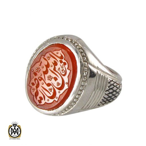1 انگشتر عقیق یمن مردانه با حکاکی یاامین الله فی ارضه - کد 8250 - تصویر 1