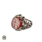 1 انگشتر عقیق یمن مردانه با حکاکی یا معین الضعفا - کد 8257