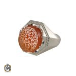 انگشتر عقیق یمن مردانه با حکاکی یا باقر علم النبی - کد 8274