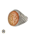 1 انگشتر عقیق یمن مردانه با حکاکی روحی لک الفدا حسین - کد 8275