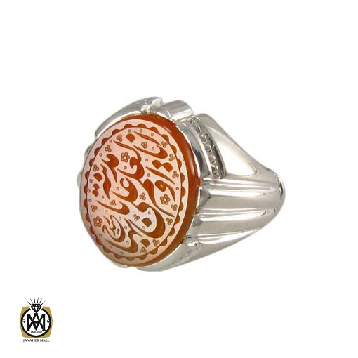 1 انگشتر عقیق یمن با حکاکی انا مدينة العلم وعلي بابها - کد 8280 - تصویر 1