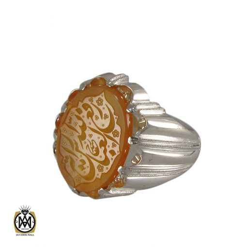 1 انگشتر عقیق یمن با حکاکی رفع الله رایة العباس - کد 8294 - تصویر 1