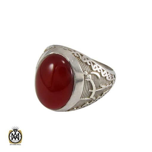1 انگشتر عقیق قرمز مردانه - کد 8334 - تصویر 1