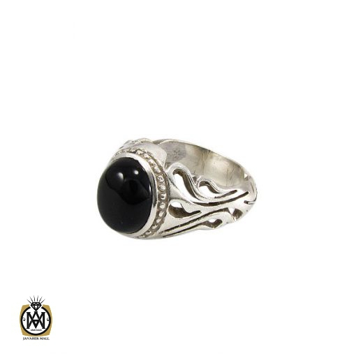 انگشتر عقیق سیاه مردانه - کد 8341 - تصویر 1