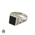 1 انگشتر عقیق سیاه مردانه - کد 8343