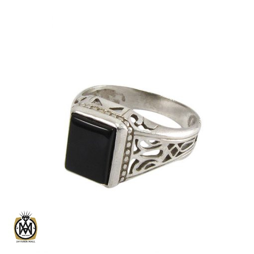 1 انگشتر عقیق سیاه مردانه - کد 8343 - تصویر 1