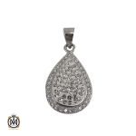 مدال نقره زنانه پر نگین ظریف طرح ماهرو - کد 3041