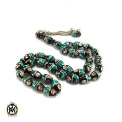 تسبیح یسر مالاکیت و نقره 33 دانه مرغوب - کد 4096 تسبیح یسر مالاکیت و نقره 33 دانه مرغوب - کد 4096