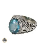 انگشتر نقره مردانه با نگین توپاز سبز - کد 8184