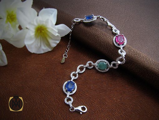 1027 دستبند یاقوت و زمرد زنانه طرح سوگل - کد 1027 - تصویر 6