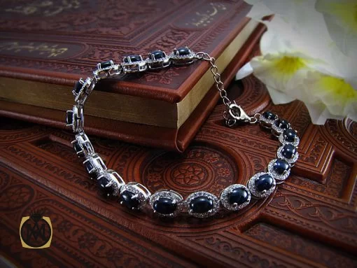دستبند یاقوت کبود زنانه طرح گیتی - کد 1033 - تصویر 6