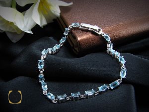 1038 دستبند آکوامارین زنانه طرح پارميس - کد 1038 - تصویر 6