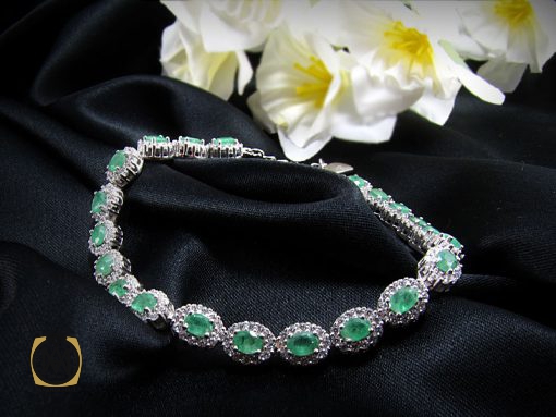دستبند زمرد زنانه طرح مهين - کد 1047 - تصویر 6