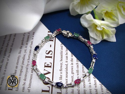 دستبند یاقوت و زمرد زنانه طرح مينو - کد 1048 - تصویر 6