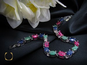 1063 دستبند یاقوت و زمرد زنانه طرح ترانه - کد 1063 - تصویر 6