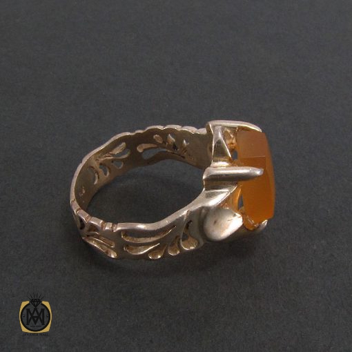 2 انگشتر عقیق یمن مردانه با حکاکی شرف الشمس - کد 8225 - تصویر 3