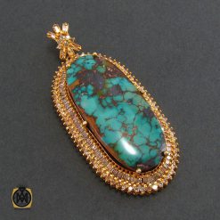 مدال فیروزه نیشابور و الماس اصل زنانه طرح بهناز - کد 3008 مدال فیروزه نیشابور و الماس اصل زنانه طرح بهناز - کد 3008