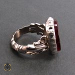 2 انگشتر عقیق خراسانی مرغوب مردانه با حکاکی یا صاحب الزمان - کد 8238 - تصویر 2