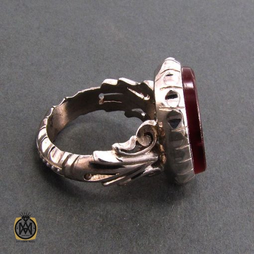 انگشتر عقیق خراسانی مرغوب مردانه با حکاکی یا صاحب الزمان - کد 8238 - تصویر 2