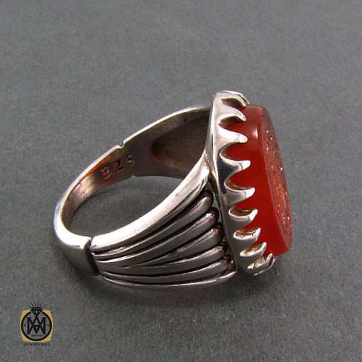 انگشتر عقیق یمن مردانه با حکاکی ابد والله يا زهراء ماننسى حسينا - کد 8242 - تصویر 2