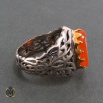 انگشتر عقیق یمن مردانه با حکاکی علی خازن علم النبی - کد 8246 - تصویر 2
