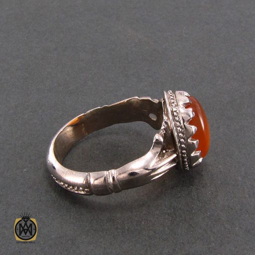 2 انگشتر عقیق یمن مردانه با حکاکی شرف الشمس - کد 8248 - تصویر 2