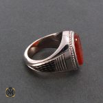 2 انگشتر عقیق یمن مردانه با حکاکی یاامین الله فی ارضه - کد 8250 - تصویر 2