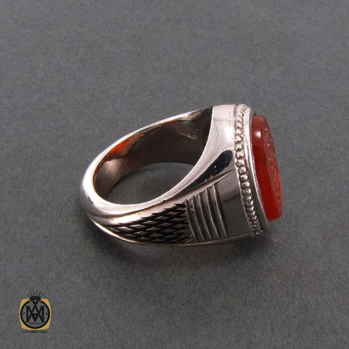 2 انگشتر عقیق یمن مردانه با حکاکی یاامین الله فی ارضه - کد 8250 - تصویر 2