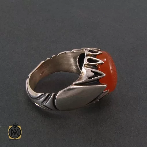 انگشتر عقیق یمن مردانه با حکاکی سوره کوثر - کد 8255 - تصویر 2