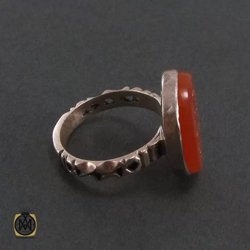 انگشتر عقیق یمن مردانه با حکاکی یا اباالحسن یا امیرالمومنین - کد 8256 - تصویر 2