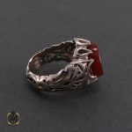 2 انگشتر عقیق یمن مردانه با حکاکی یا معین الضعفا - کد 8257 - تصویر 3