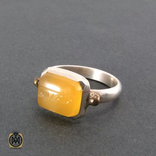 انگشتر عقیق یمن مردانه با حکاکی شرف الشمس استاد ضابطی - کد 8264 - تصویر 2