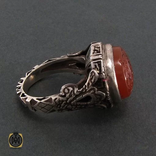 انگشتر عقیق یمن مردانه با حکاکی ان الحسین مصباح الهدی وسفینه النجاه - کد 8265 - تصویر 2