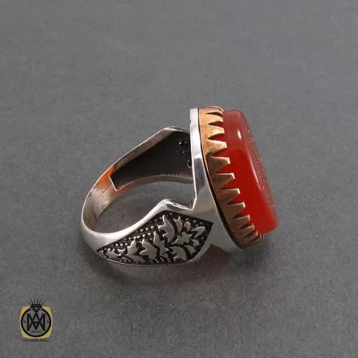 انگشتر عقیق یمن با حکاکی ماشاالله لا قوه الا بالله ان ترن انا اقل منک مالا و ولدا - کد 8268 - تصویر 2