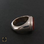 انگشتر عقیق یمن مردانه با حکاکی اشفع لی یا امیرالمومنین - کد 8270 - تصویر 2