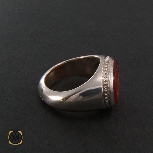 انگشتر عقیق یمن مردانه با حکاکی اشفع لی یا امیرالمومنین - کد 8270 - تصویر 2