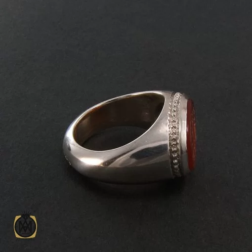 انگشتر عقیق یمن مردانه با حکاکی اشفع لی یا امیرالمومنین - کد 8270 - تصویر 2