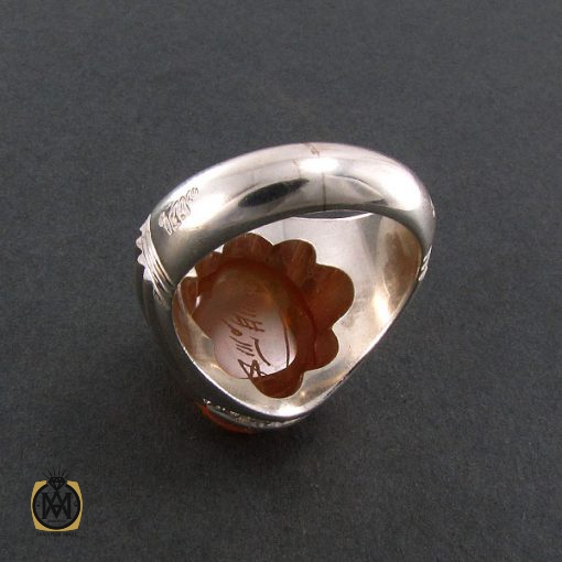 2 انگشتر عقیق یمن مردانه با حکاکی یا فاطمه اشفعی لنا فی الجنه - کد 8292 - تصویر 2