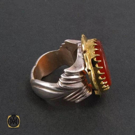 انگشتر عقیق یمن مردانه با حکاکی امیری حسین و نعم الامیر - کد 8306 - تصویر 2