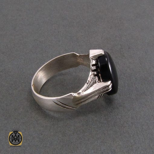 انگشتر عقیق سیاه مردانه - کد 8312 - تصویر 2
